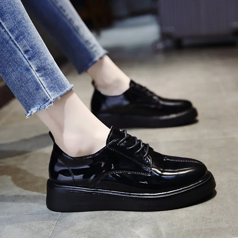 

Summer Shoes Ladies 2019 Fashion Women's British Style Oxfords Female Footwear Casual Sneaker Black Flats Round Toe All-Match