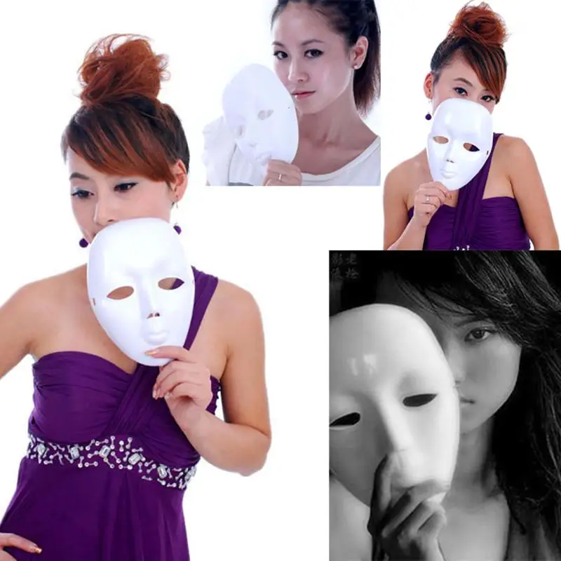 Страшное белое лицо Хэллоуин маскарад DIY Mime маска мяч карнавальный костюм маска