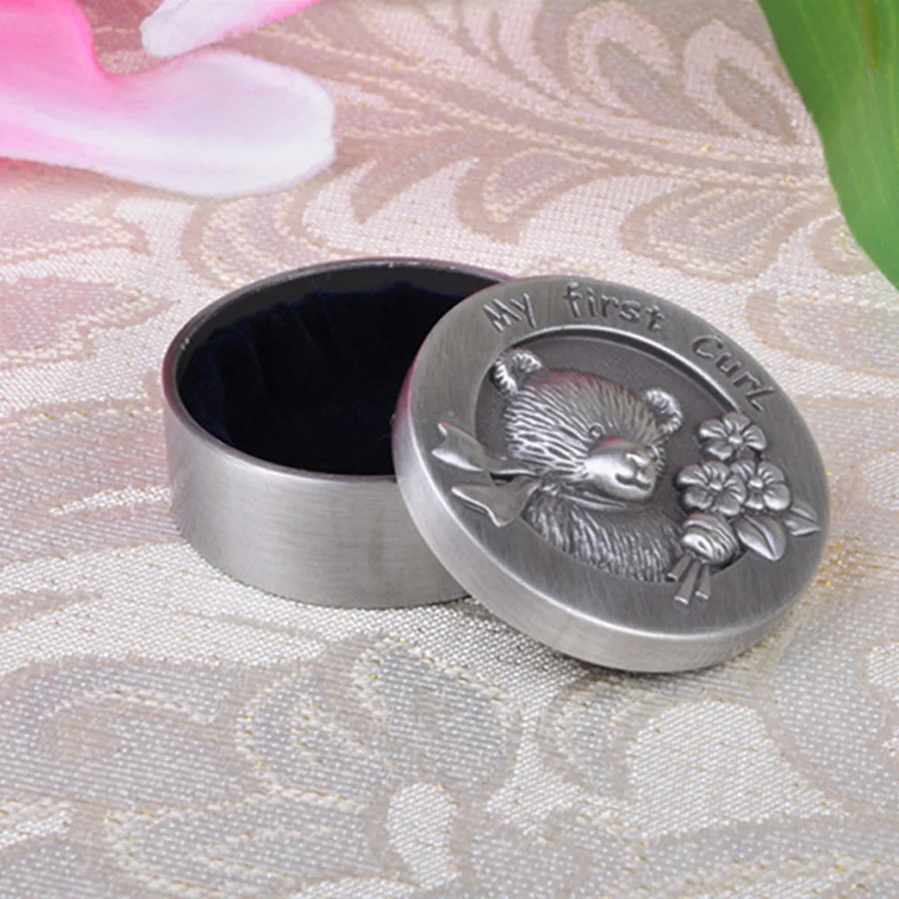 Creative European Newborn Baby First Tooth and First Curl Treasure Chest Box Round Shaped  Metal Artcraft Trinket Storage Box