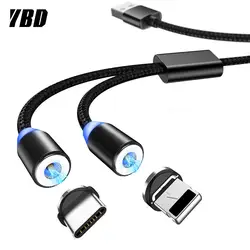 YBD 2 в 1 Магнитный кабель usb type C зарядный провод Магнит Micro USB зарядное устройство освещение для usb для iPhone 11 XR XS