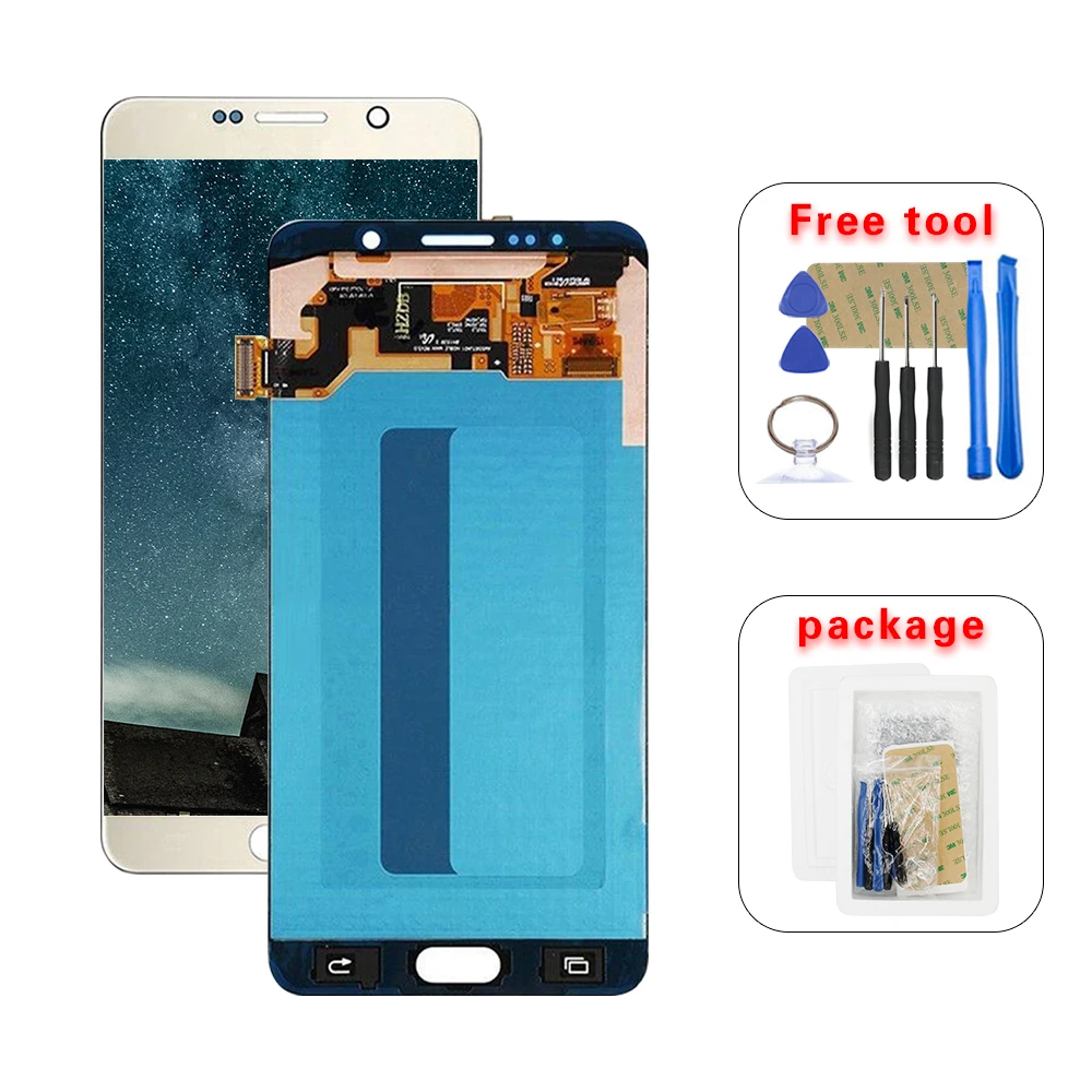 Tanie Do SAMSUNG Galaxy Note 5 Note5 N920A N9200 SM N920 N920C AMOLED wyświetlacz LCD montaż digitizera ekranu dotykowego + narzędzia