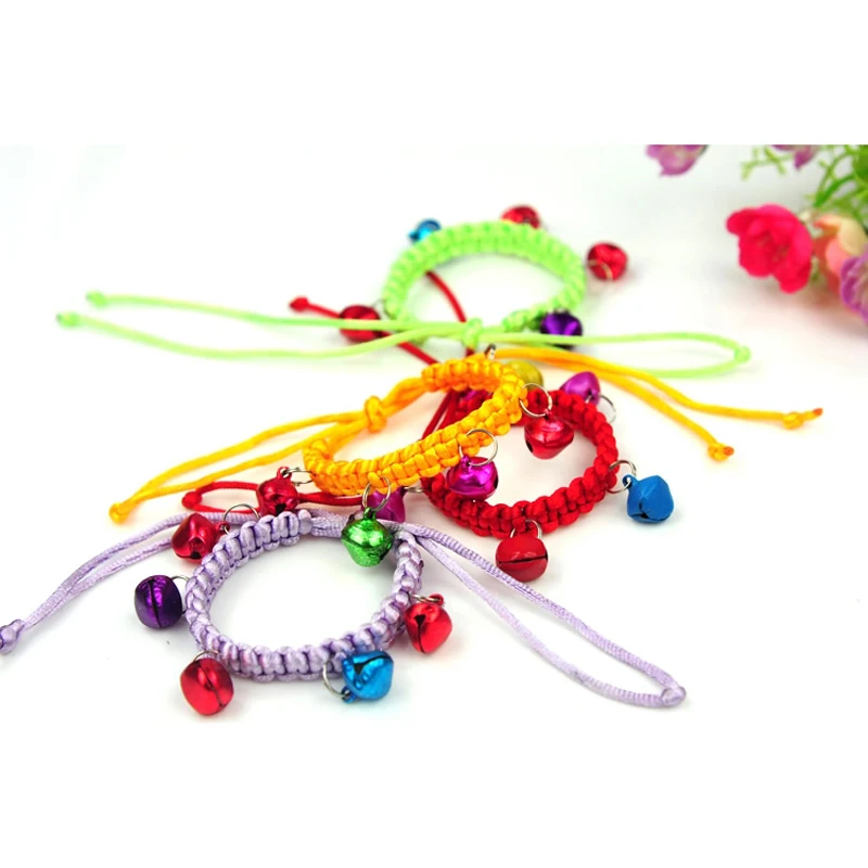 Adjustable Nylon Dog Collars Pet Collars With Bells Braided Necklace Collar For Little Dogs Cat Collars Pet Supplies Accessories