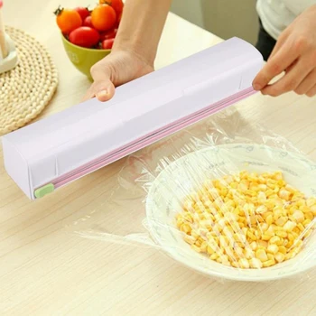 

Food Wrap Dispenser Fruit Food Fresh Keeping Plastic Cling Wrap Dispenser Preservative Film Cutter Kitchen Tool Accessories