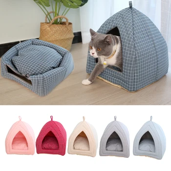 

Foldable Fabric Pet Dog Cat Bed Soft Cone Shape Cat Pet Cat House Warm Sleeping Nest For Cat Washable Cute Pet Supplies