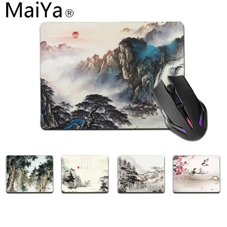 Maiya Top Quality chinese style art Durable Rubber Mouse Mat Pad Top