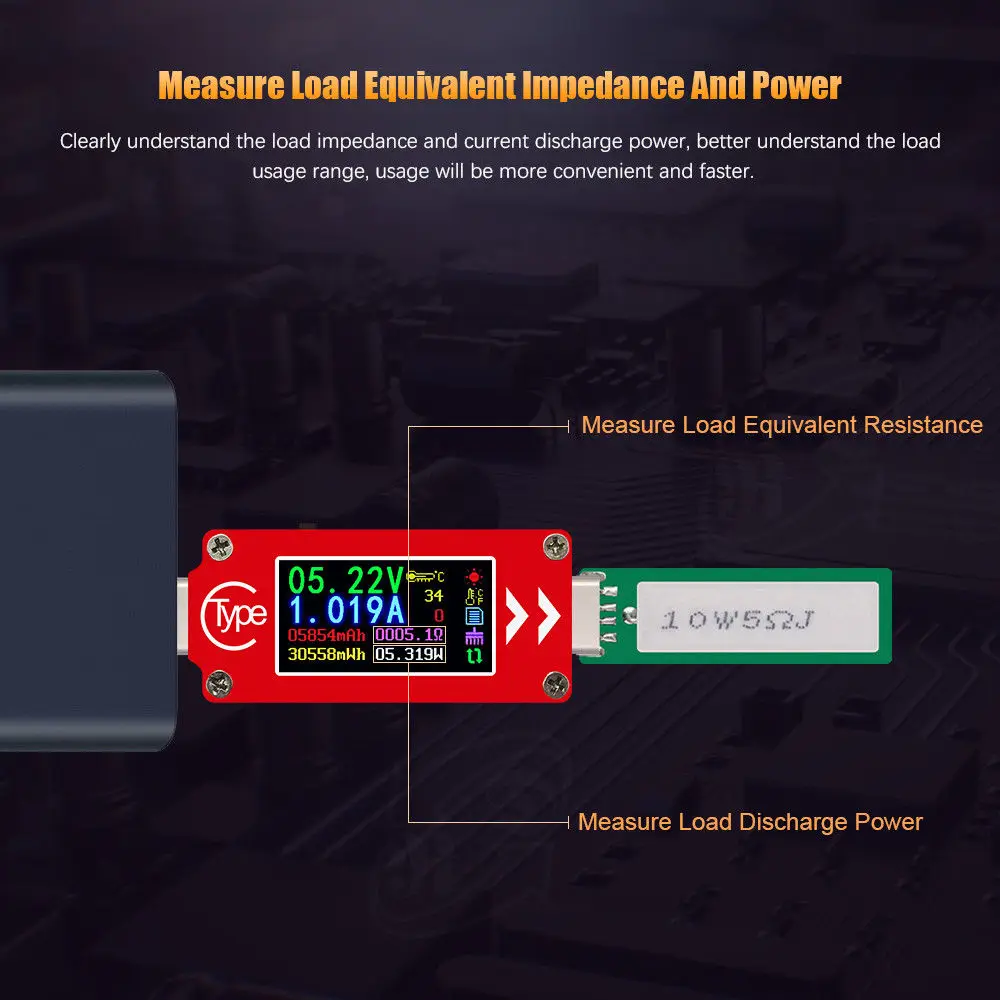 TC64 Type-C Color LCD USB Voltmeter Ammeter Voltage Current Meter Multimeter Battery PD Charge Power Bank USB Tester
