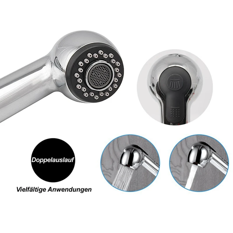 Смеситель для кухни, смеситель для горячей и холодной воды, выдвижной смеситель для душа, серебристый металл