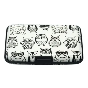 

Tower Print Aluminum Business ID Credit Card Case Holder Brand Metal Wallet Anti RFID Card Box For Men Women Birds Pattern Bag