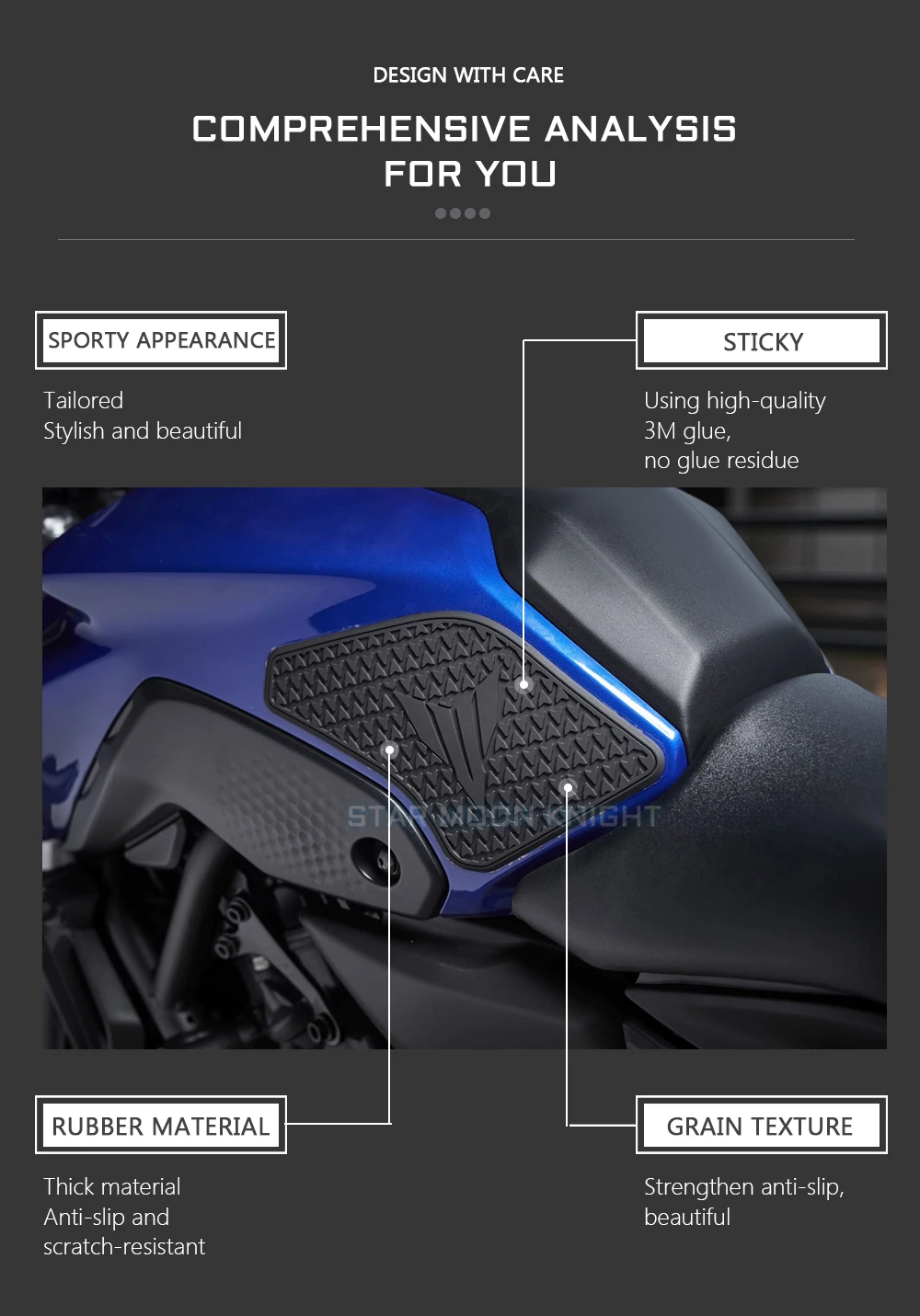 For Yamaha MT 07 MT07 MT-07 2021 - Side Fuel Tank pad Tank Pads Protector Stickers Decal Gas Knee Grip Traction Pad Tankpad