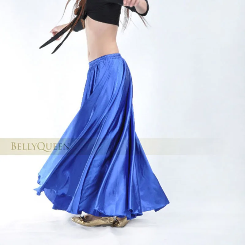 Длинная стильная женская испанская сценическая одежда танцевальная юбка в стиле фламенко костюмы Сатиновые высокого качества полиэстер 360-720 градусов юбка - Цвет: Color10