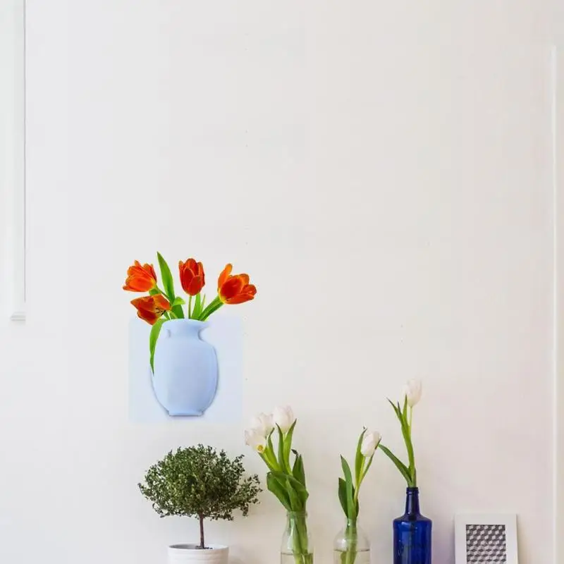 Креативные 3D DIY вазы цветы настенные наклейки для дома гостиной кухни декор