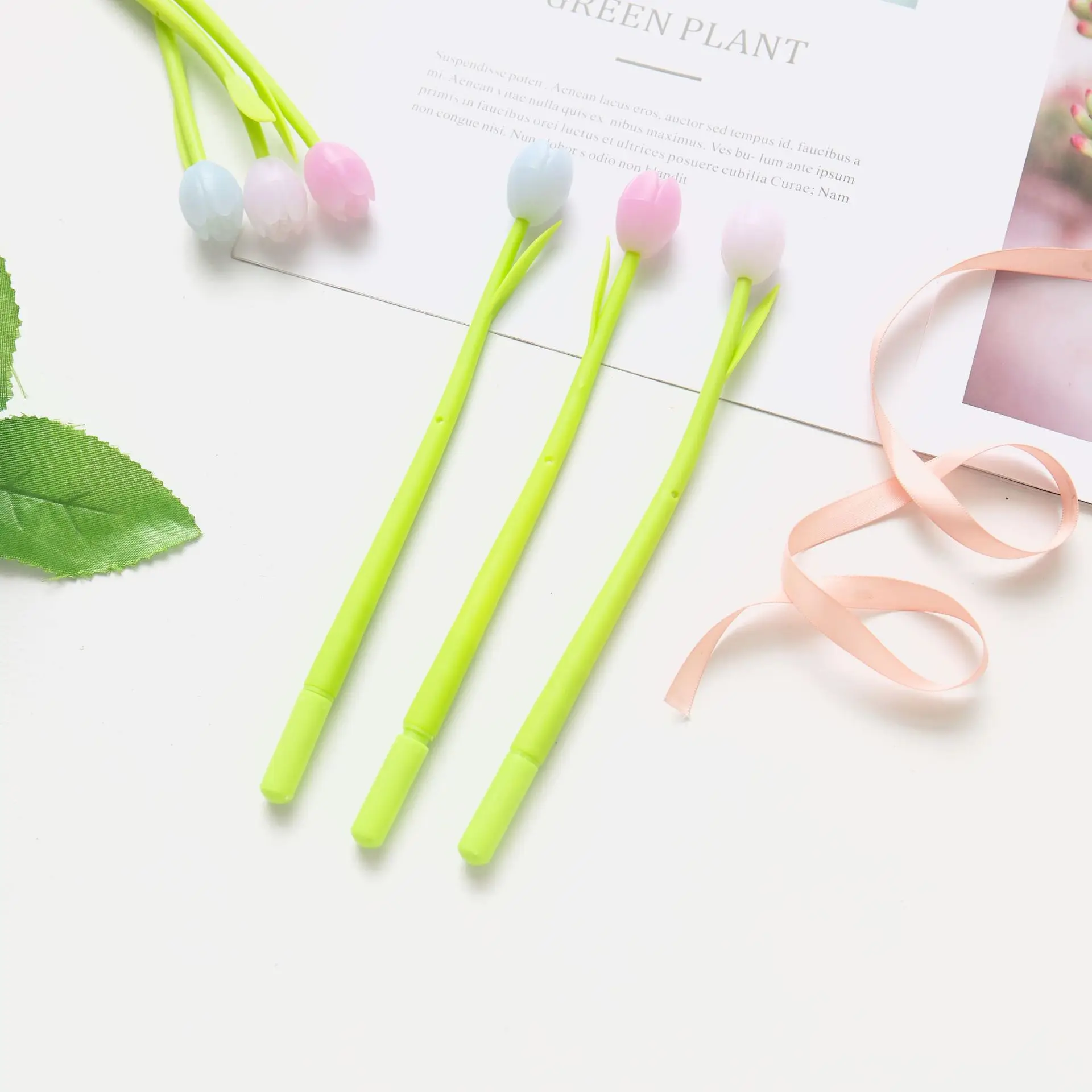3pcs Creative Discolor Tulip Gel Pen Cute Flower Novelty Girl Gift School Office Stationery Supplies Gel Pens