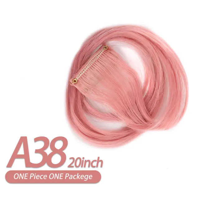 AIYEE Hair Extensions Pure RainBow Hairpiece Clip In Hair Piece Synthetic Long Straight Ombre Pink Red Rainbow Hair Piece A38