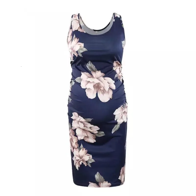 Round Neck beach Sleeveless robe Printing Maternity dresses pregnancy clothes pregnant Dress Dress grossesse embarazada