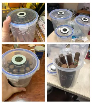 

High capacity digital Hygrometer Cigar Case Transparent sealed Humidor plastic Container Storage Accessories Creative gift