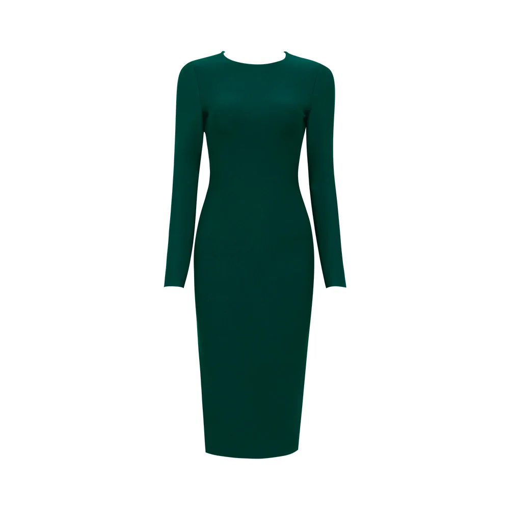 Зимнее модное сексуальное черное зеленое Бандажное платье с длинным рукавом и открытой спиной дизайнерское модное вечернее платье Vestido