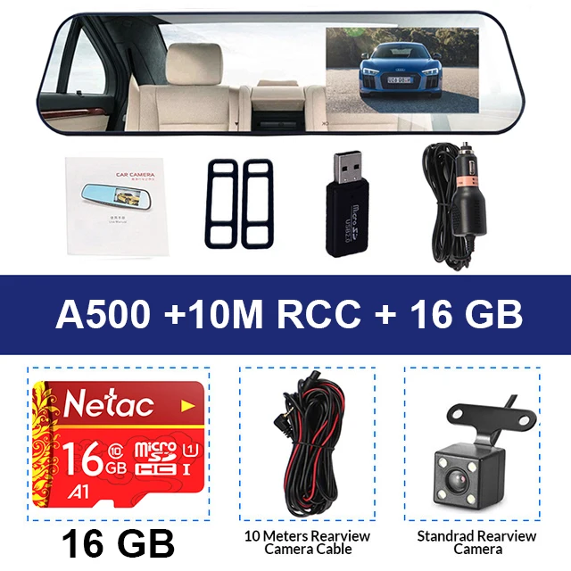 10M RCC 16GB TF 4,5 дюймов Автомобильный видеорегистратор зеркало заднего вида 1080P FHD ips Авто рекордер зеркало заднего вида тире камера цифровой видеорегистратор - Название цвета: 10M RCC 16GB TF