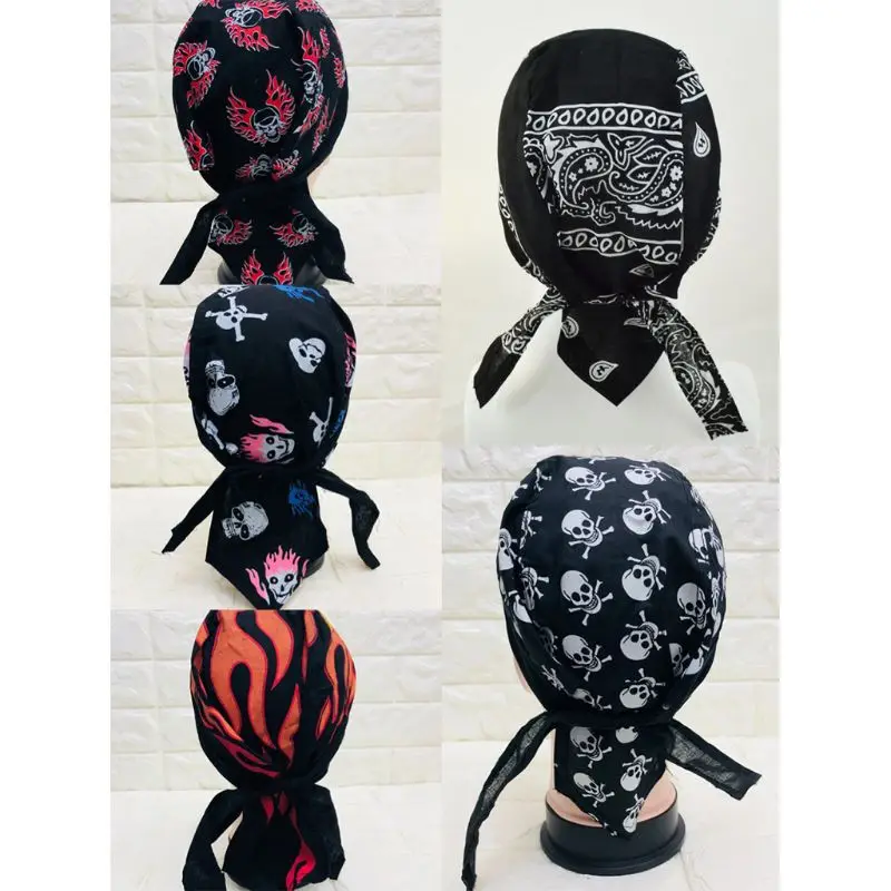

Unisex Sport Outdoor Bandana Adjustable Head Wrap Hip Hop Skull Flames Print Motorcycle Beanie Helmet Cap Liner Pirate Headscarf