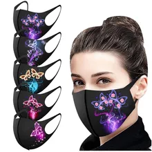 Mascarilla con estampado de mariposa para adultos, máscara de protección lavable con elásticos, 1 unidad