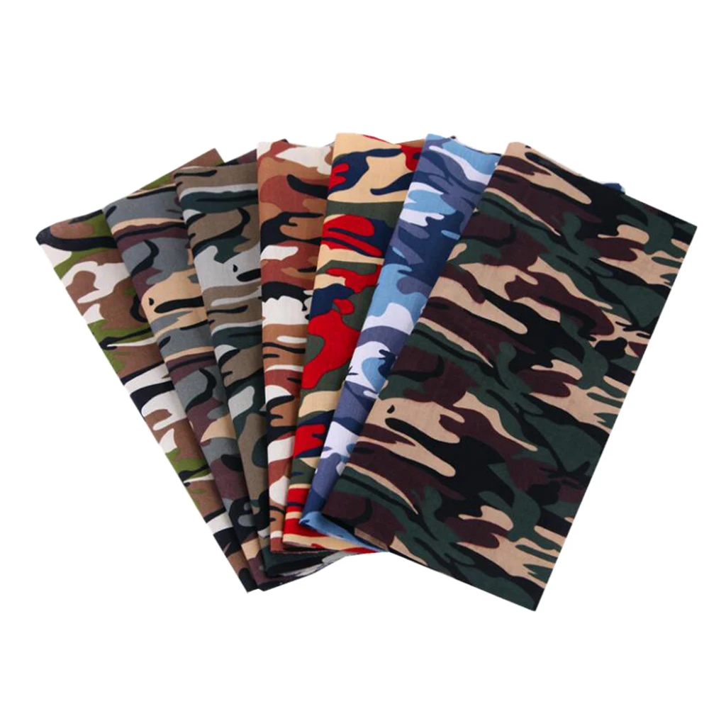 7 PCS (25cm x 25cm) No Repeat Design Printed Camouflage Cotton Fabric for Patchwork Sewing Tissue Quilting Squares Bundles