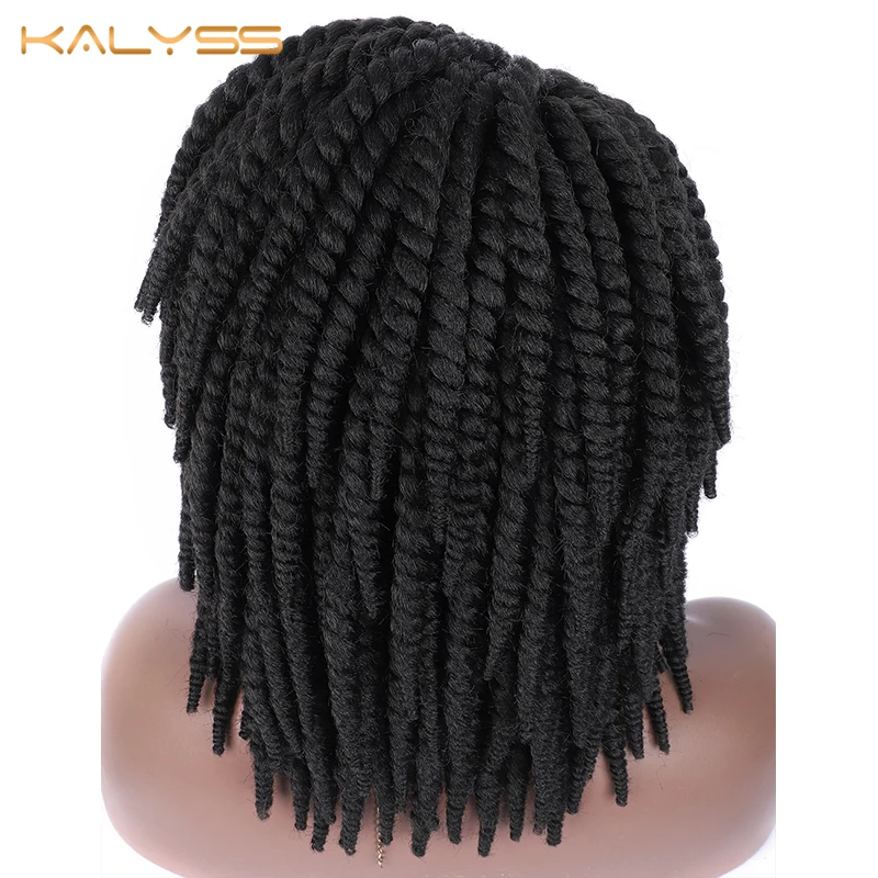 Kalyss короткие плетеные парики для чернокожих женщин косички кукурузы кружевные