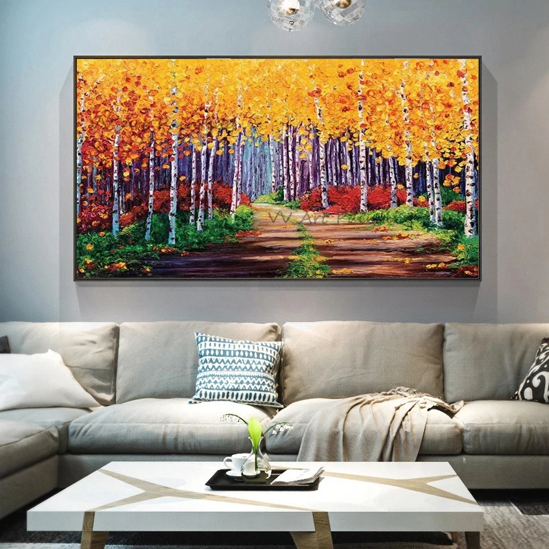 

The Hot Selling Tree Painting Handmade Abstract Forest Oil Painting on Canvas Wall Art Bed Room Decor Landscape Wall Pictures