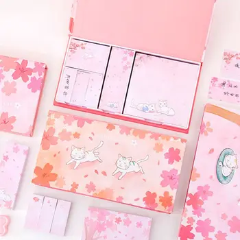 

Sakura Cat Sticky Note Notepad Memo Pad Diary Reminding Plan Schedule Stationery