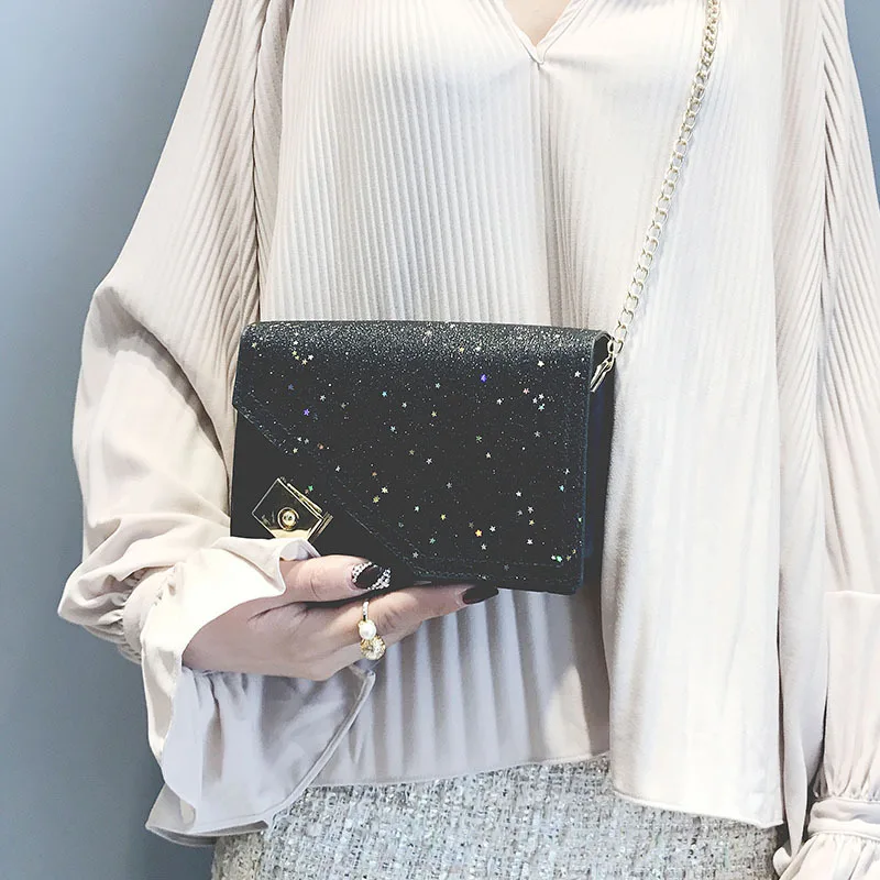 

2018 Spring New Style Sequin Square Sling Bag Korean-style-Style Fashion Versatile CHIC Shoulder Oblique Bag