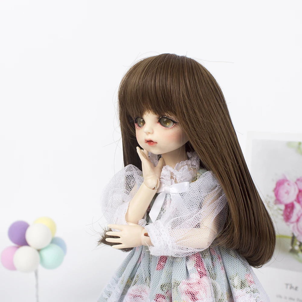 bjd 1/3 ручной работы парик для куклы-ребенка волос серебристо-серый длинный жемчуг цветок рулон волос с челкой для кукол