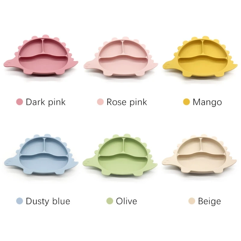 

2024 New Cartoon Dinosaur Baby Suction Cup Bowl Divided Dinner Plate Infant Learning Dish