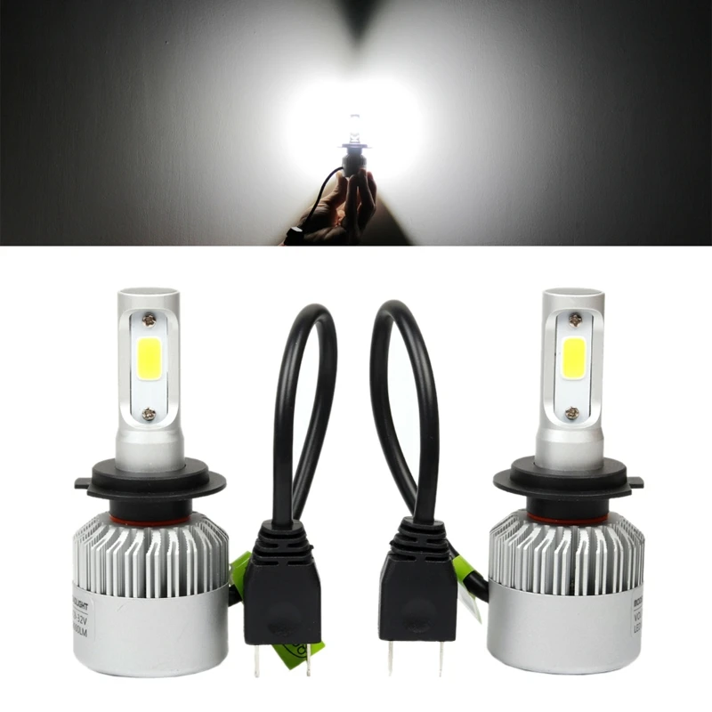 

9~30V H7 COB LED Headlight Conversion 80W 8000LM 6500K Car Waterproof White Light Bulbs Aviation Aluminum Fog Light