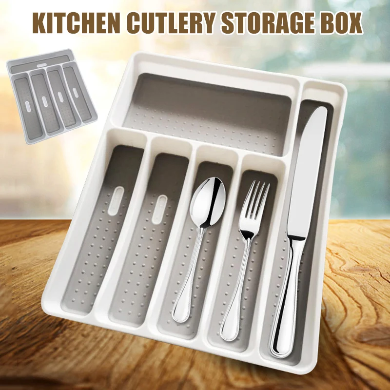 

Kitchen Drawer Organizer Tray Spoon Cutlery Box Portable Storage Holder Rack SEP99