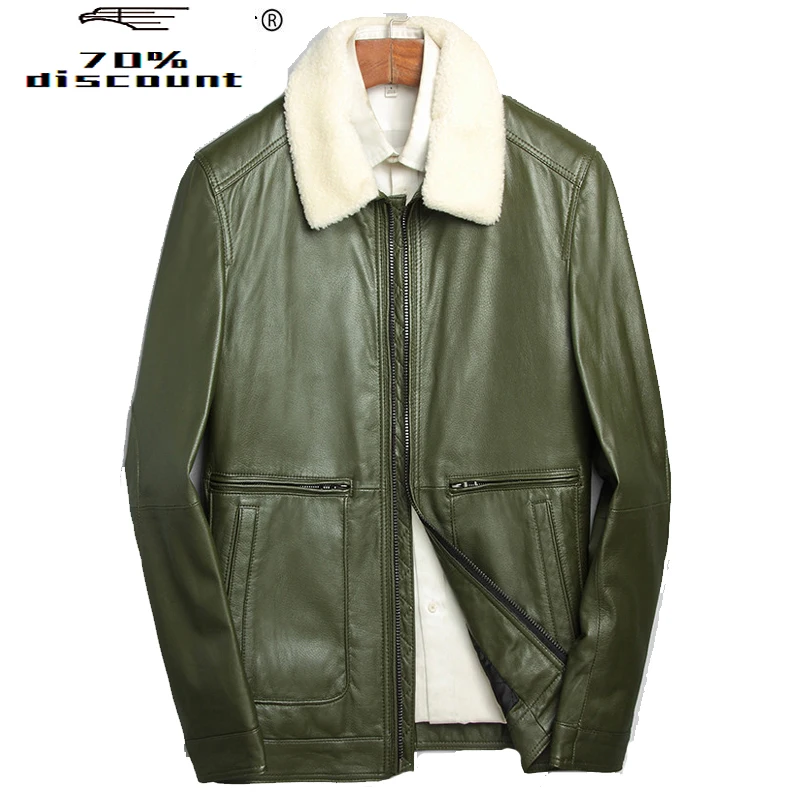 

Genuine Leather Jacket Autumn Winter Jacket Men Lamb Fur Collar Short Jackets Mens Sheepskin Coat LSY080225 MY2360