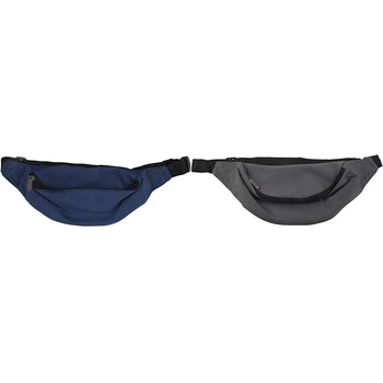 

2 Pcs Bag Fanny Pack Hip Waist Festival Money Pouch Belt Wallet Sport Holiday Kids, Dark Blue & Grey