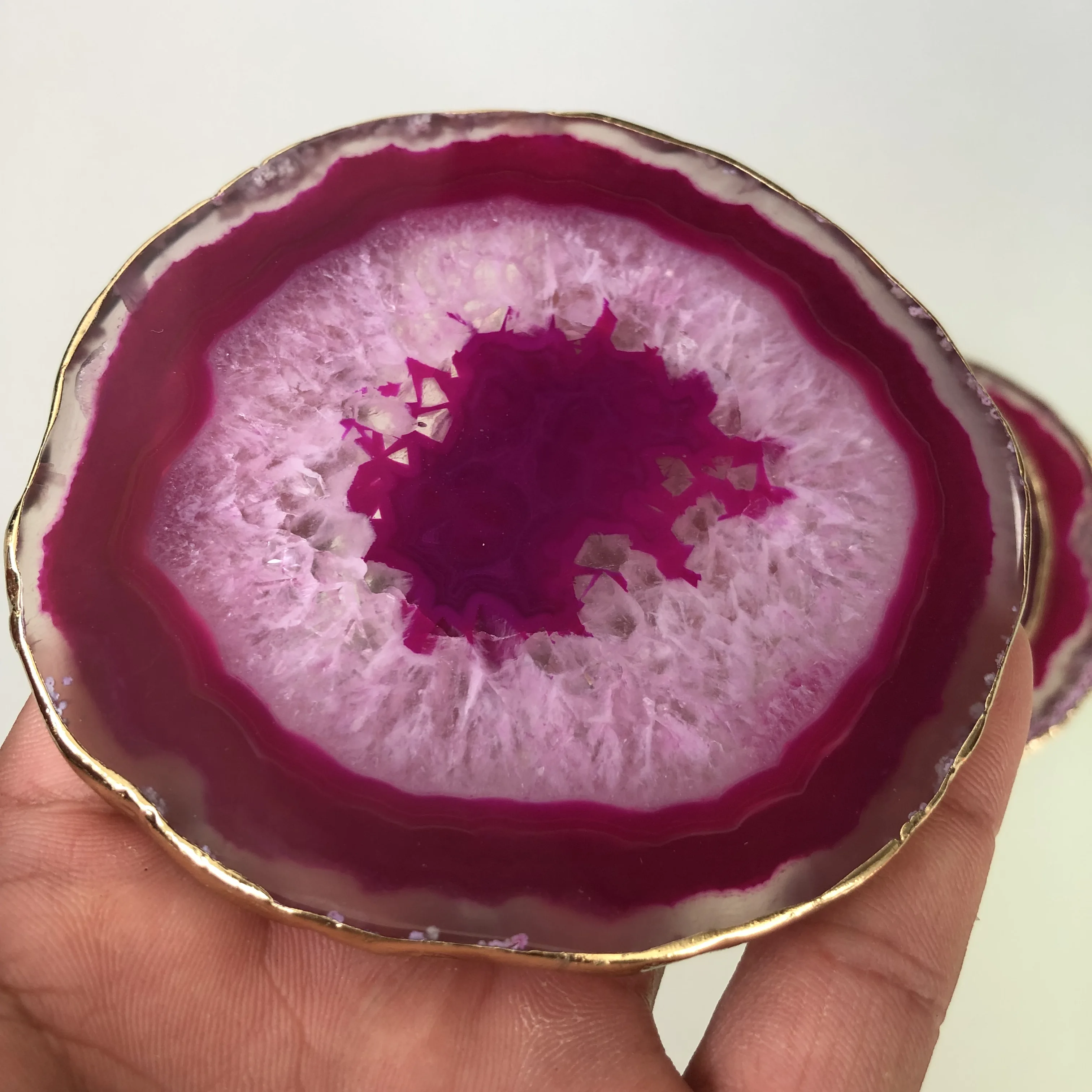 

90-95mm red crystal agate plate Geode slice crystal mineral coasters heal