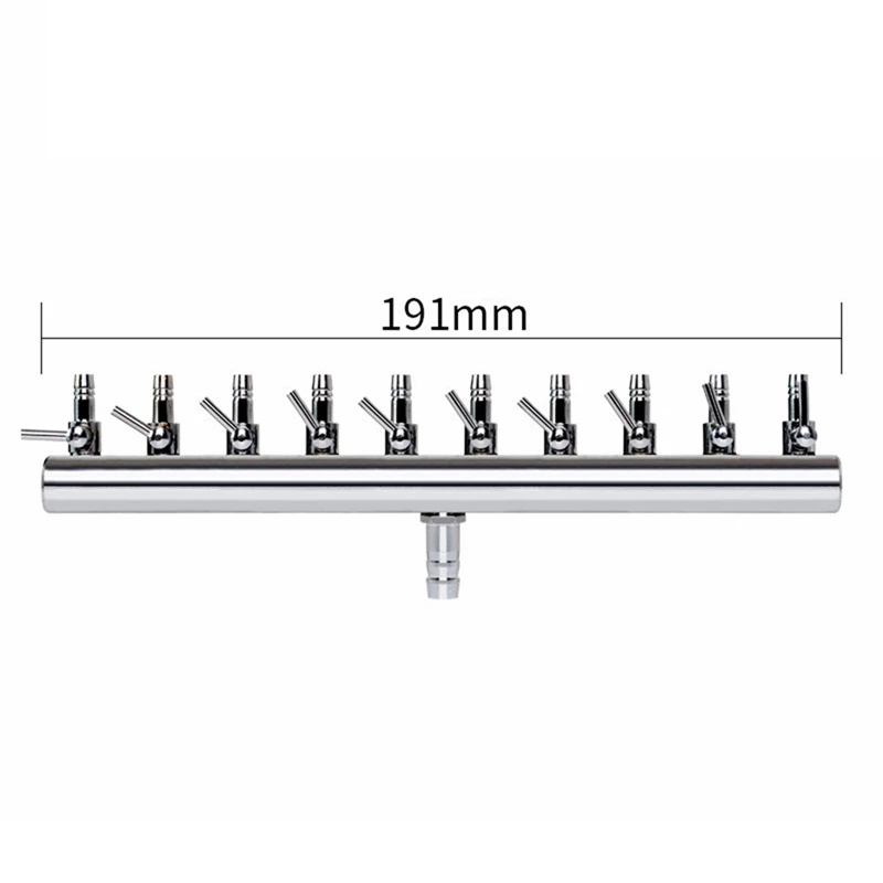 Аквариумный разветвитель для аквариума управление воздушным потоком 10 головок аквариум из нержавеющей долговечной стали кислородный насос аксессуары - Цвет: A10