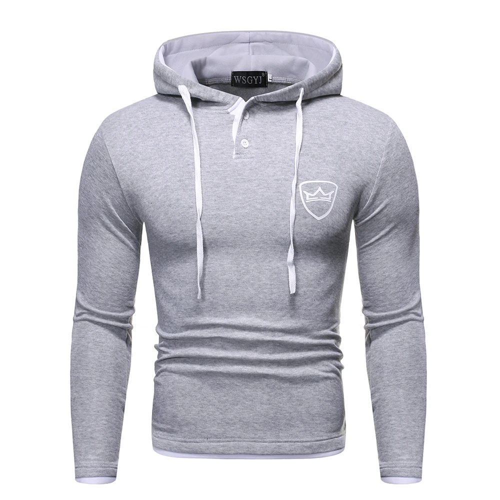 Miicoopie мужской простой пуловер толстовка с принтом короны модная толстовка мужская Верхняя спортивная одежда - Цвет: Grey