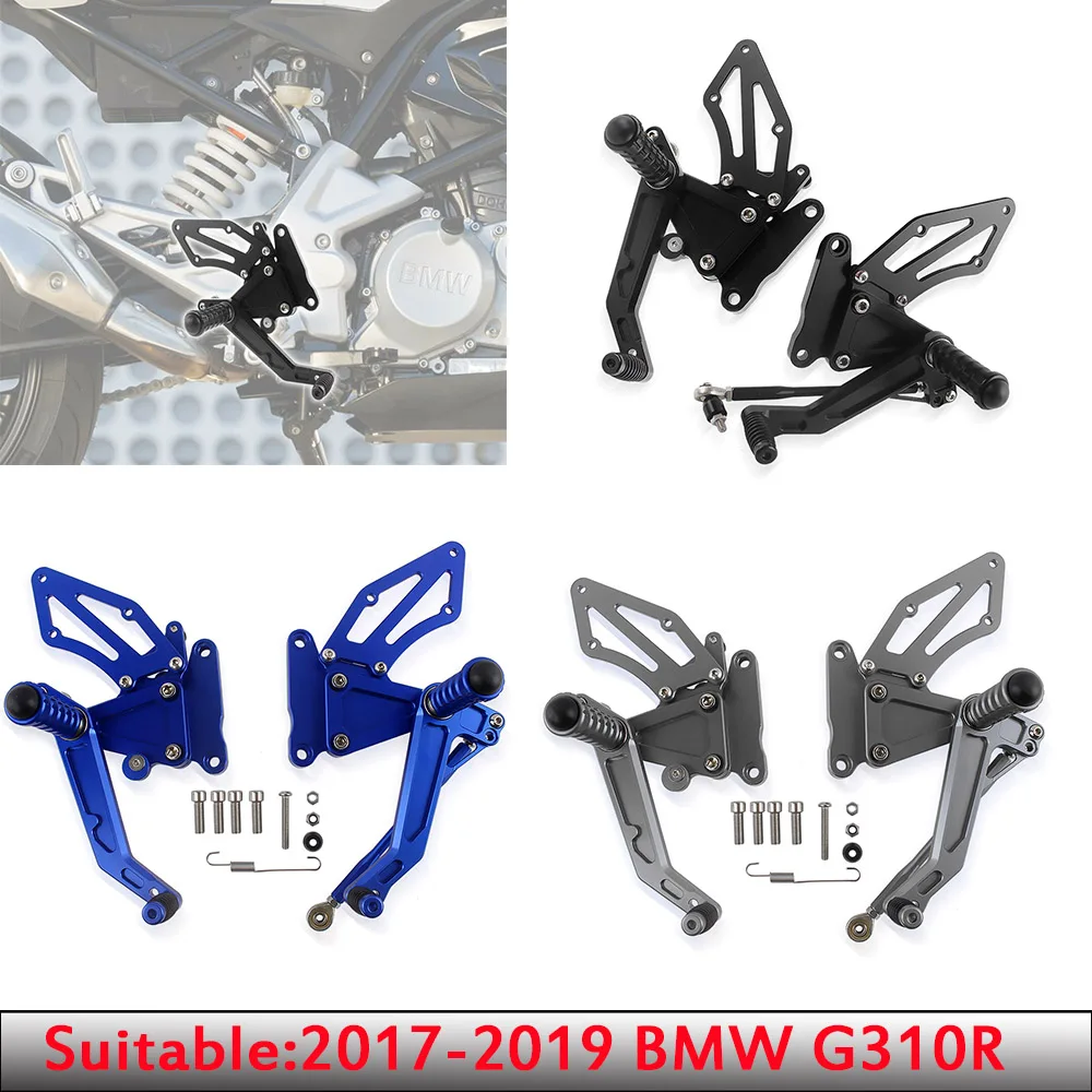

Motorcycle CNC AluminumRear Passenger Foot Peg Footrest Adjustable Rearset Bracket Set For 2017-2022 2021 2020 BMW G310R G 310