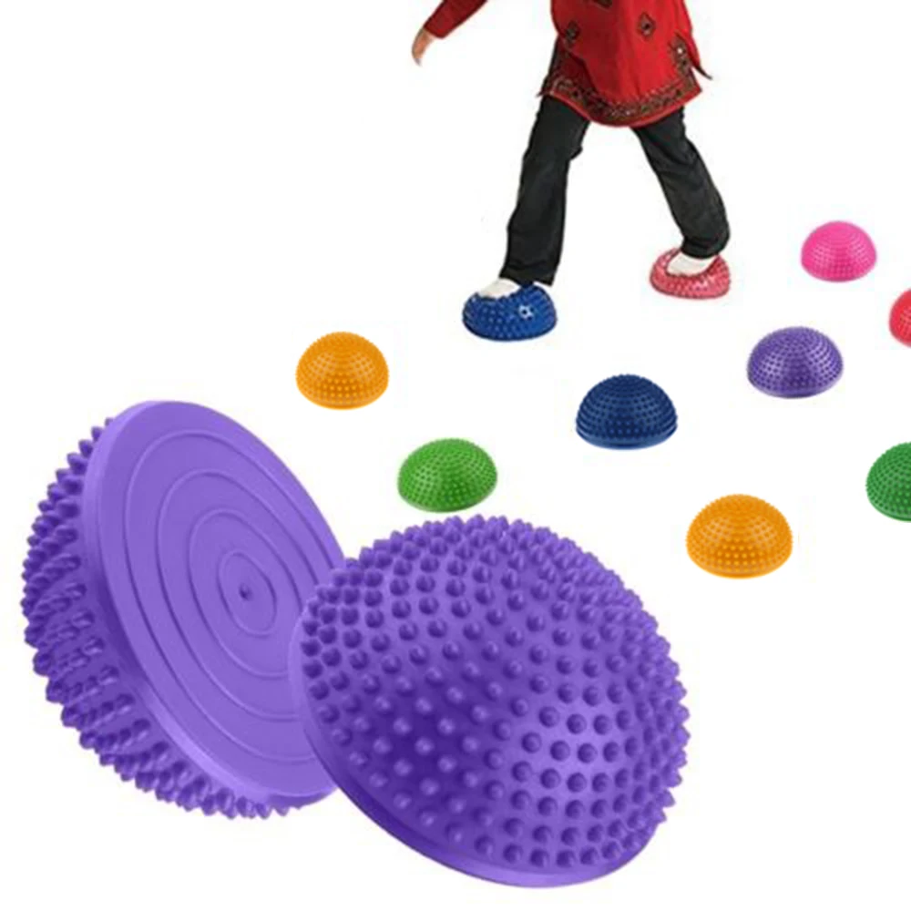 Green Yoga Half Ball Dome Balance Trainer Anti-Slip Hedgehog Exercise Balance Ball Agility Training for Gym Yoga Pilates