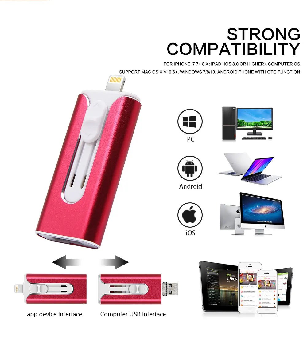 USB флеш-накопитель USB флэш-накопитель для iPhone Xs Max X 8 7 6 iPad 8/16/32/64 ГБ/128 256 ГБ флеш-накопитель USB ключ MFi USB флеш-диск