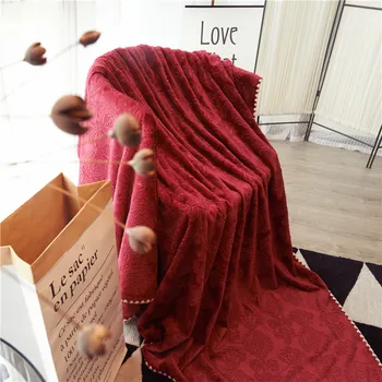 

New Micro Plush Fleece Blankets Light Super Soft Red Pearl Edge Warm Solid Warm Pattern Throw Rug Sofa Bedding Blanket