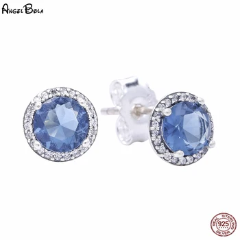 

Genuine 925 Sterling Silver Stud Earrings for Women DIY Jewelry Making Sparkling Blue Stud Earrings Silver