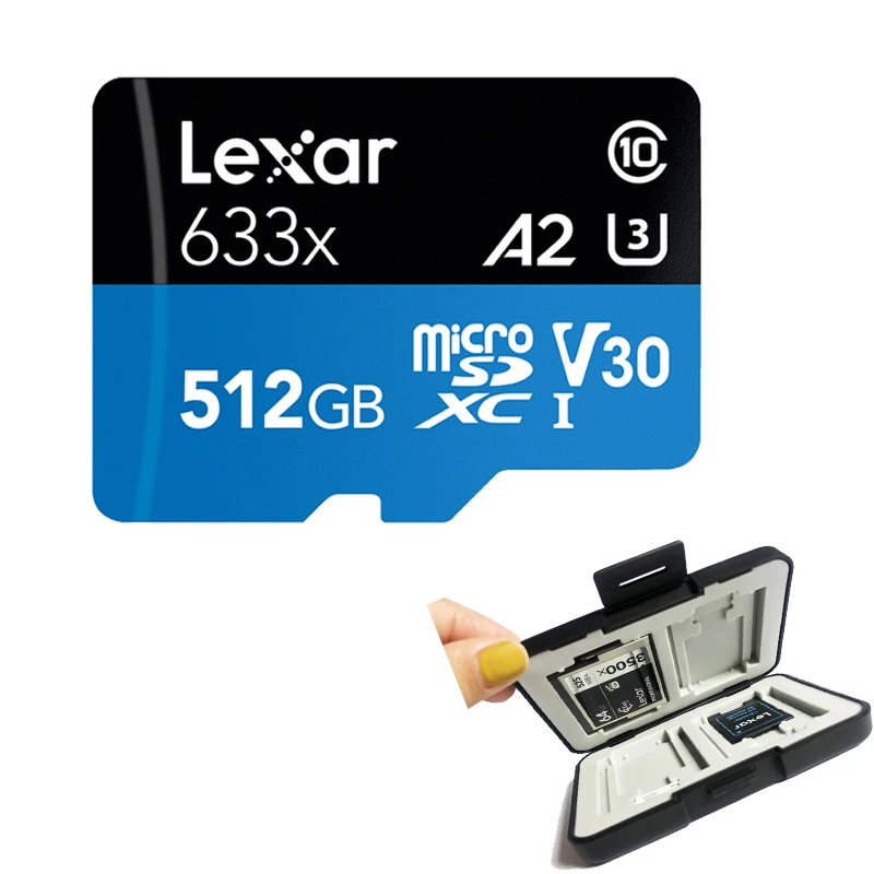512GB-EZ CASE Lexar 512 ГБ 128 ГБ 256 ГБ 64 ГБ 32 ГБ высокая скорость 633x microSDHC SDXC UHS-I до 95 МБ/с./с чтение, 45 МБ/с./с Запись карта чехол - Емкость: 512GB-EZ CASE