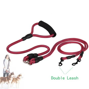 

Dog Leash for Two Rope Pet For small Medium Large Dogs Durable Training Leash Nylon Lead Red Green Orange Color Dog Supplies