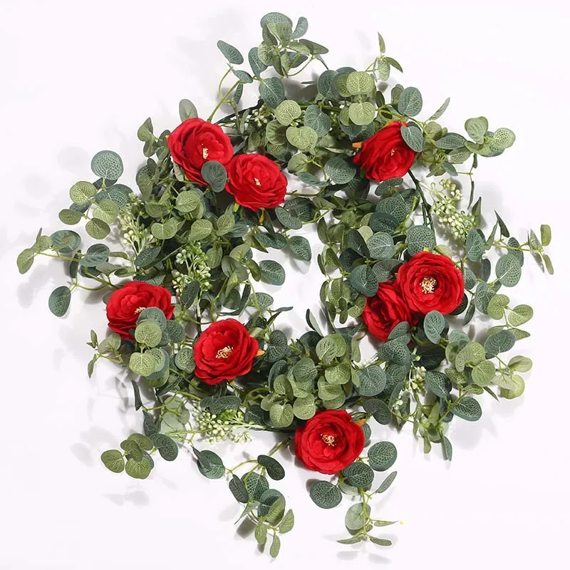 New camellia with berries flower vine money leaf simulation eucalyptus without shipping 7.23 | Дом и сад