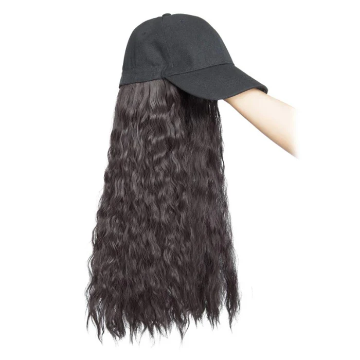 Hot Sale Women Hair Extension Adjustable Baseball Cap with Curly Long Wavy Wave Hairpiece