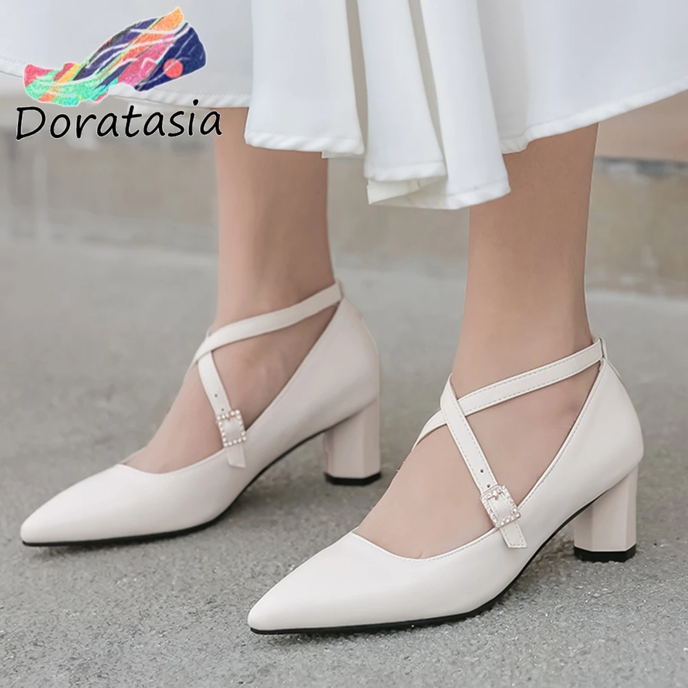 

DORATASIA New Girl Cool Shallow Cross Tied Pumps Spring Elegant Solid Pumps Women 2020 High Heels Shoes Woman