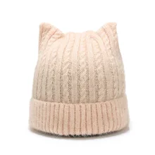 Зимние шапки с ушками для кошек, зимняя вязаная шляпа для влюбленных