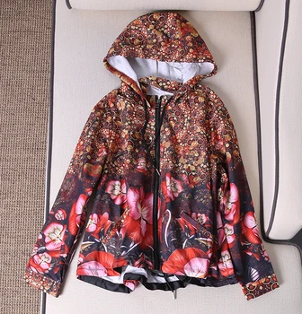 

Women Jacket Restoring Ancient Ways Printing Hooded Loose A-line Short Thin 2020 New Summer Long Seelve Jackets Women