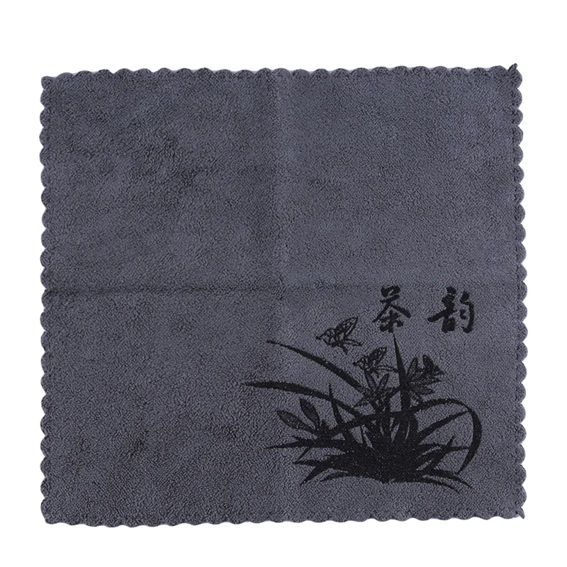 Tea Cloth Absorbent Strong Tea Napkins Tea Accessories Nice Gift Tea Towels Strong Water Absorption Special Towel - Color: gray